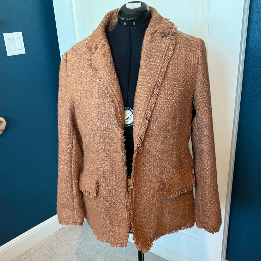 Women's Tan Fringed Blazer